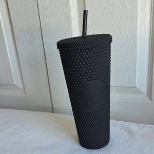 Starbucks Matte Black Tumbler with Straw 9" Tall Cup